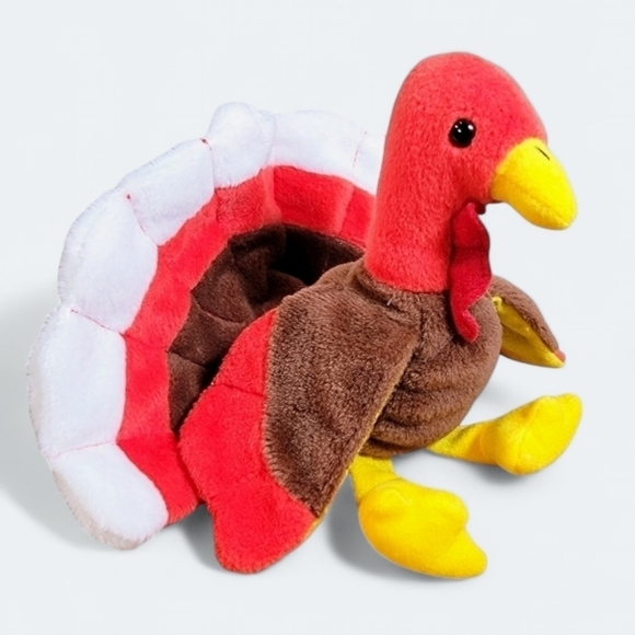 TY Vintage Gobbles Turkey Thanksgiving Plush Animal Beanie Baby Babies 1996 PVC - Picture 1 of 17